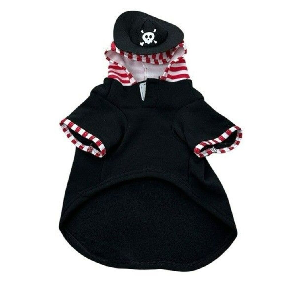 Pirate Dog Halloween Costume NEW Size Medium Black Puppy Pet Hoodie Hat Gift
